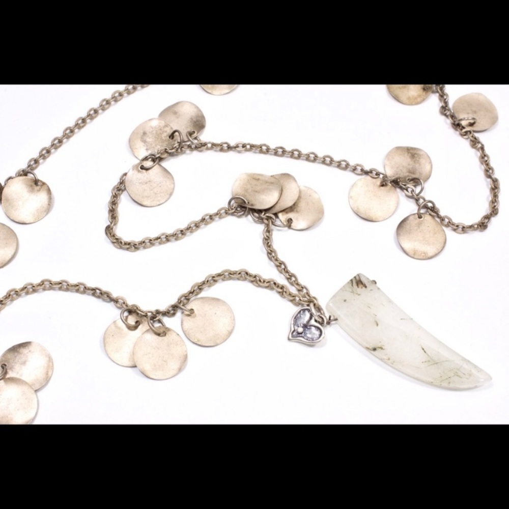 Genuine Rutilated Quartz Horn Necklace NWT